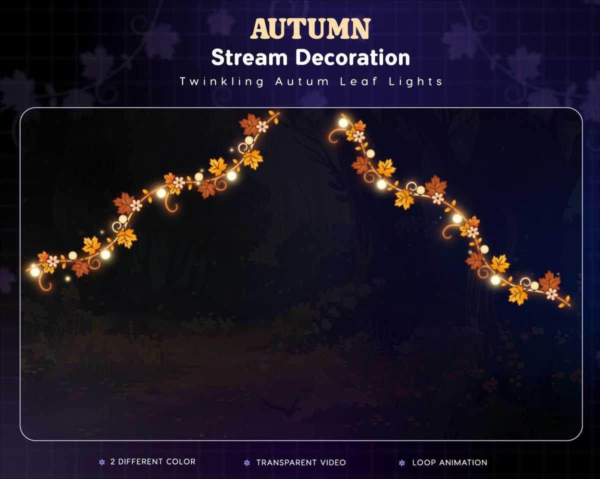 Autumn Animated Stream Decoration | Twitch OBS Falling Leaves Overlay | Cozy VTuber Streamer Asset