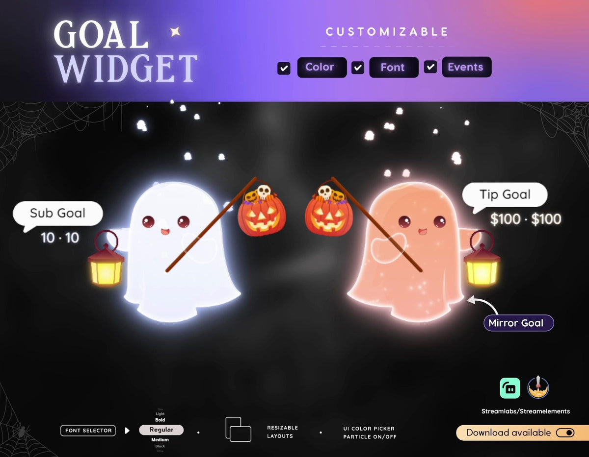 Halloween Stream Goal Widget: Pumpkin Ghost Theme - Streamlabs & Streamelements