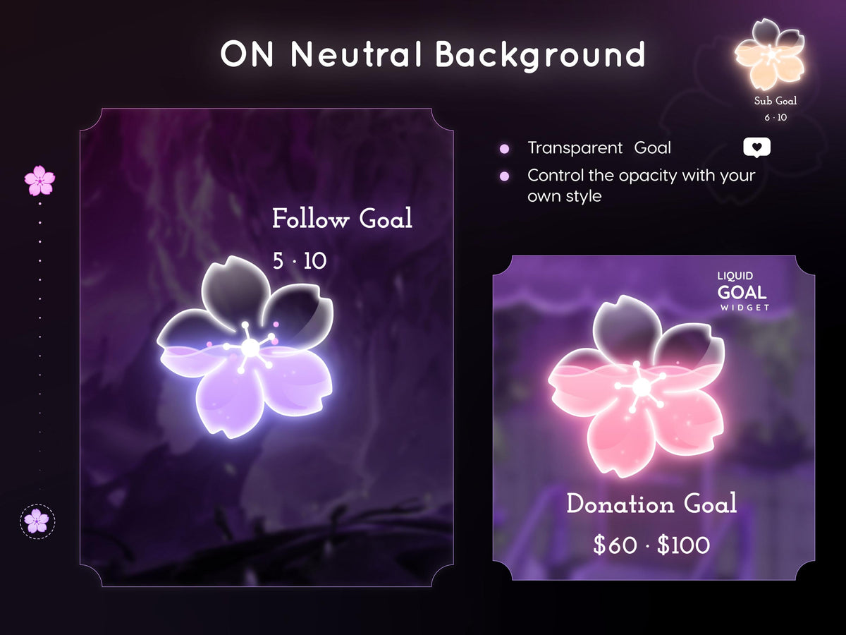 Sakura Glass Goal Widget – Streamlabs & StreamElements (Digital Download)