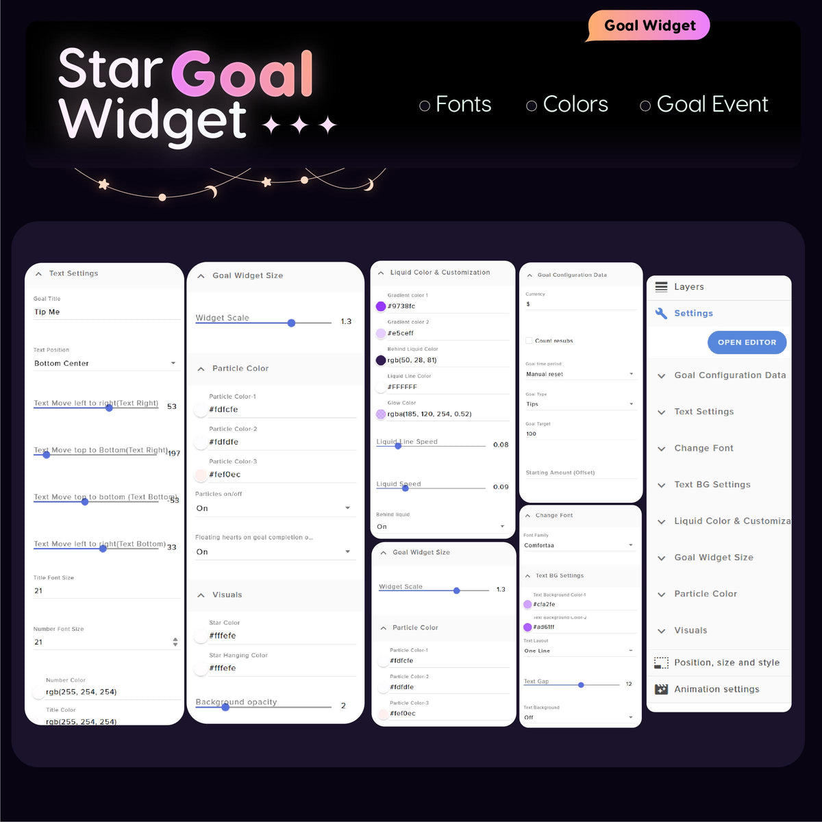 Animated Star Goal Widget for Twitch, Kick OBS, Celestial Stream Overlay (Digital Download)