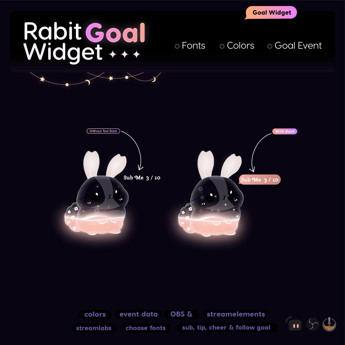 Rabbit Liquid Filling Goal Widget | Customizable Streamer Goals (Digital Download)