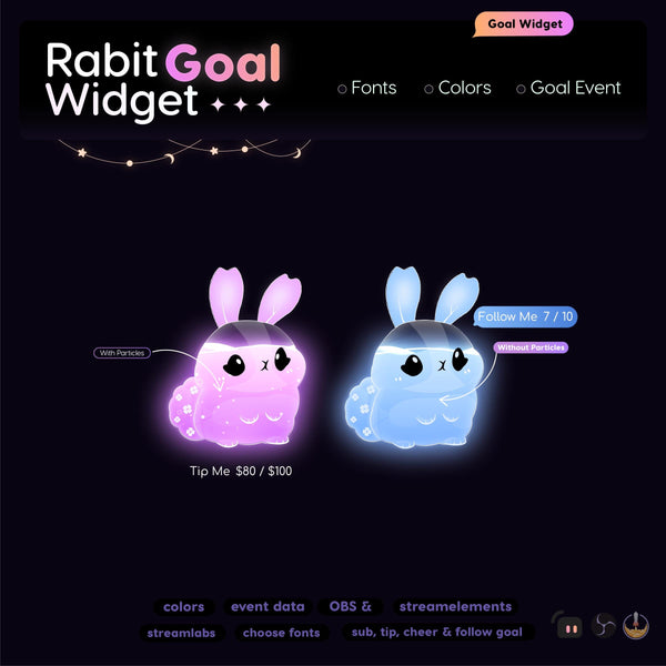 Rabbit Goal Widget | Customizable Streamer Goals (Digital Download)