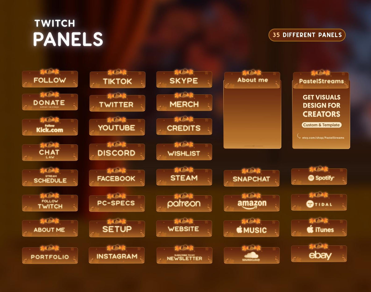 Animated Autumn Twitch Stream Overlay Package | VTubers and Twitch Streamers
