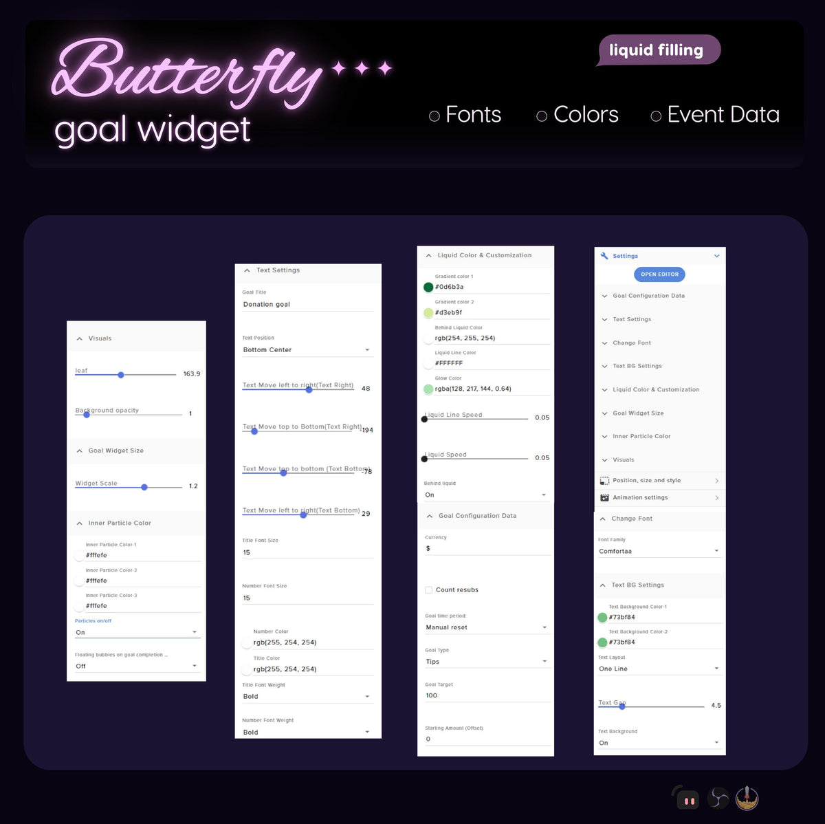 Animated Celestial Butterfly Goal Bar | Twitch, Kick, OBS Streamlabs (Digital Download)