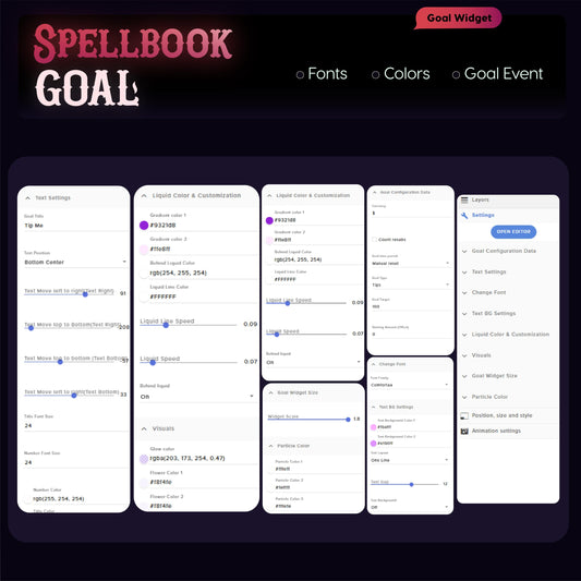 Goth Spell Book Goal Widget: Spooky Twitch Stream Overlay (Digital Download)