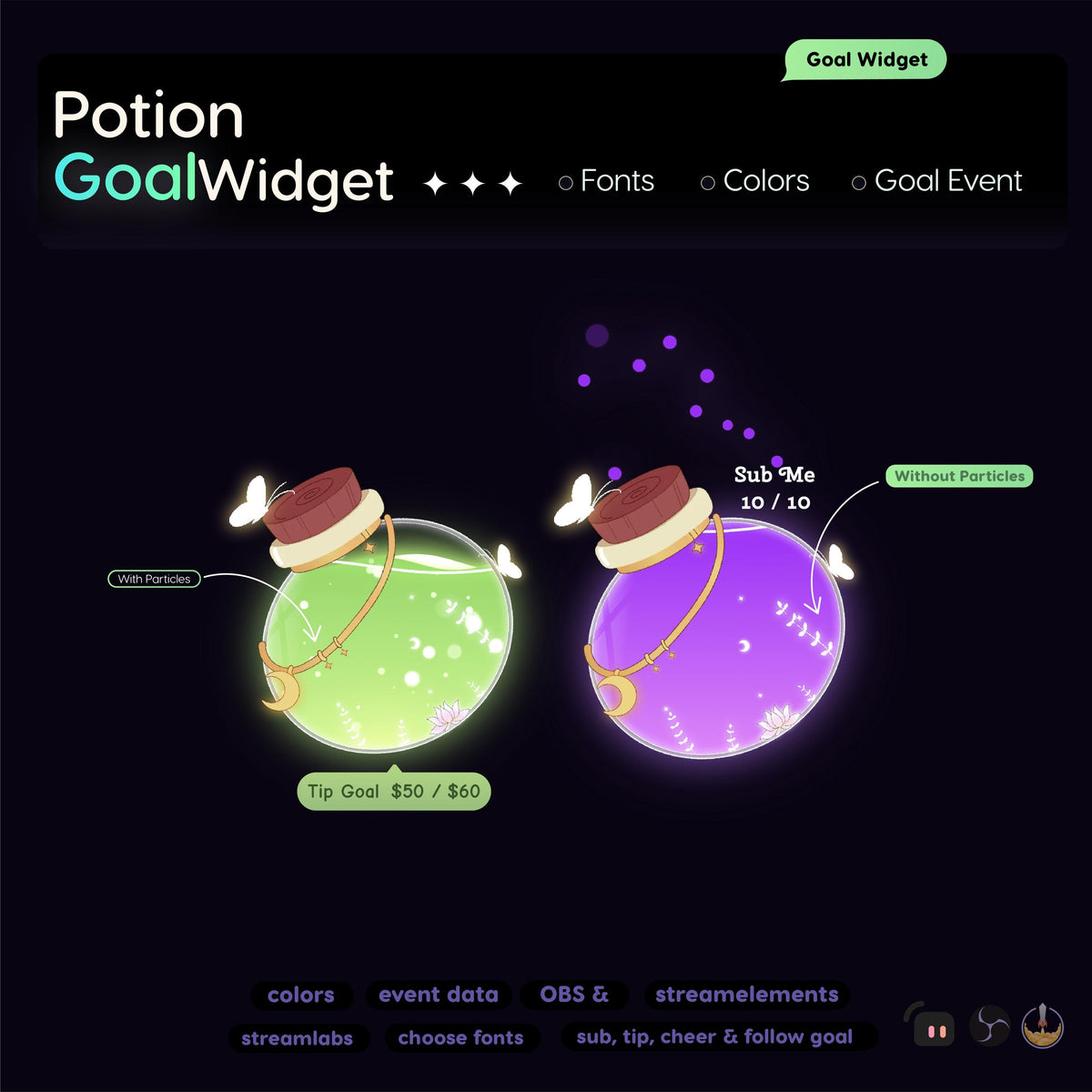 Nature Herb Jar Goal Widget | Twitch Streamlabs StreamElements Animated Sub Donation Goal | VTuber Streamer