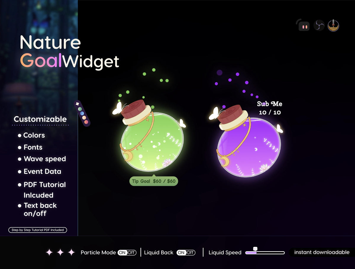Nature Herb Jar Goal Widget | Twitch Streamlabs StreamElements Animated Sub Donation Goal | VTuber Streamer