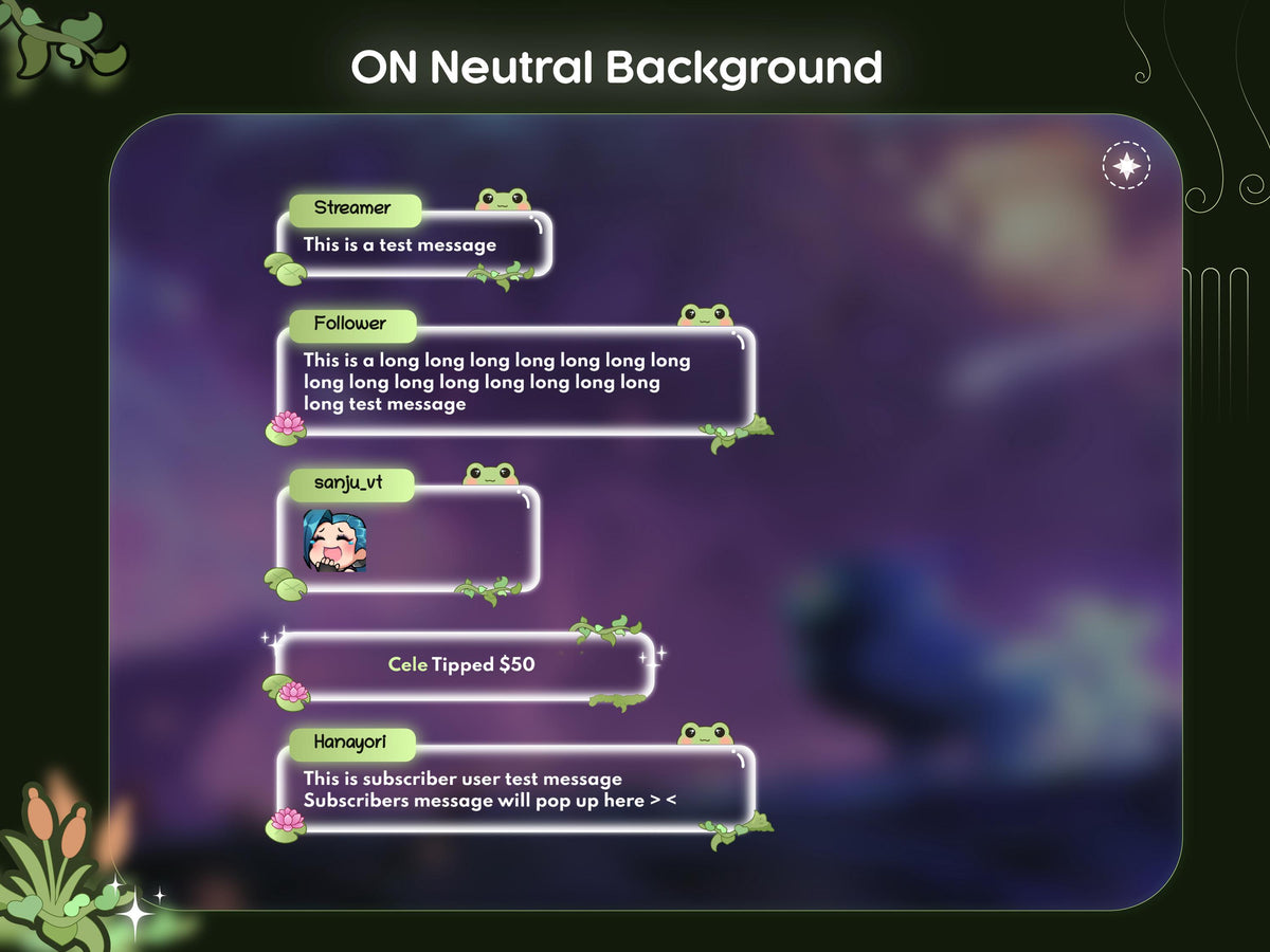 Trasparent Frog Chat Widget: Froggy Glass Stream Overlay (Streamelements)