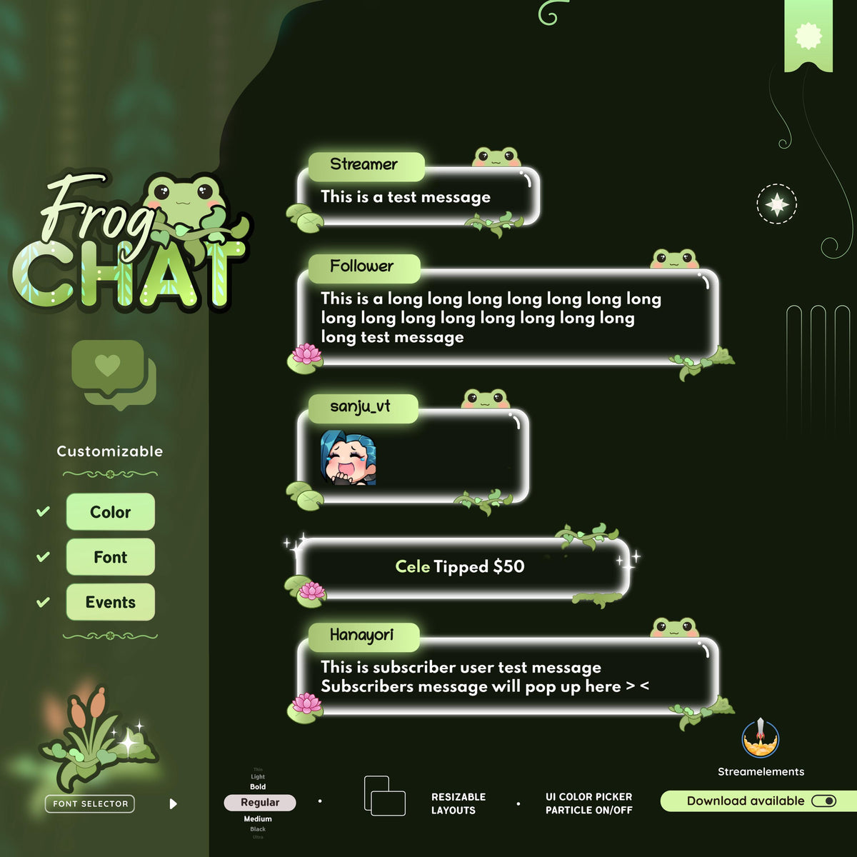 Trasparent Frog Chat Widget: Froggy Glass Stream Overlay (Streamelements)