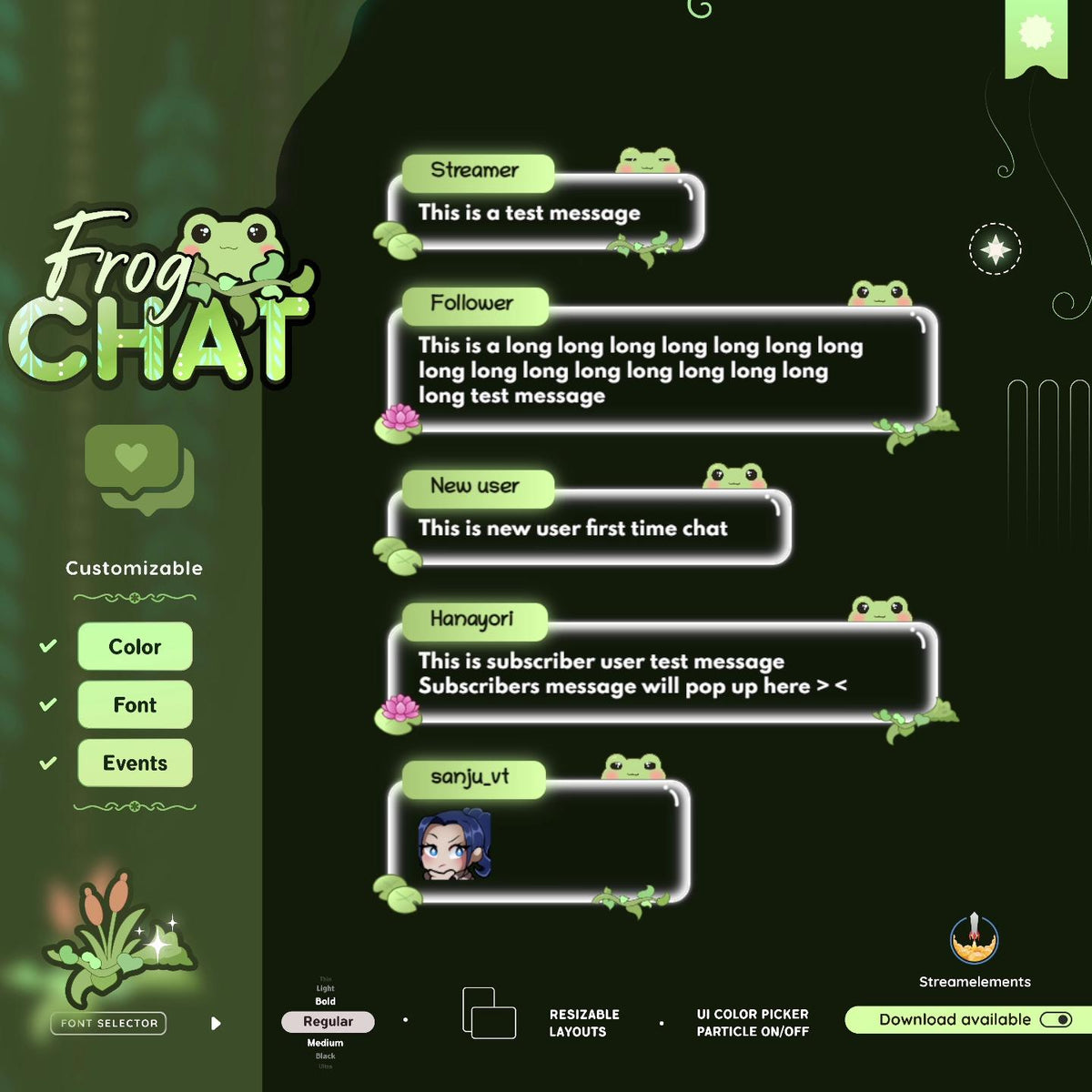Trasparent Frog Chat Widget: Froggy Glass Stream Overlay (Streamelements)