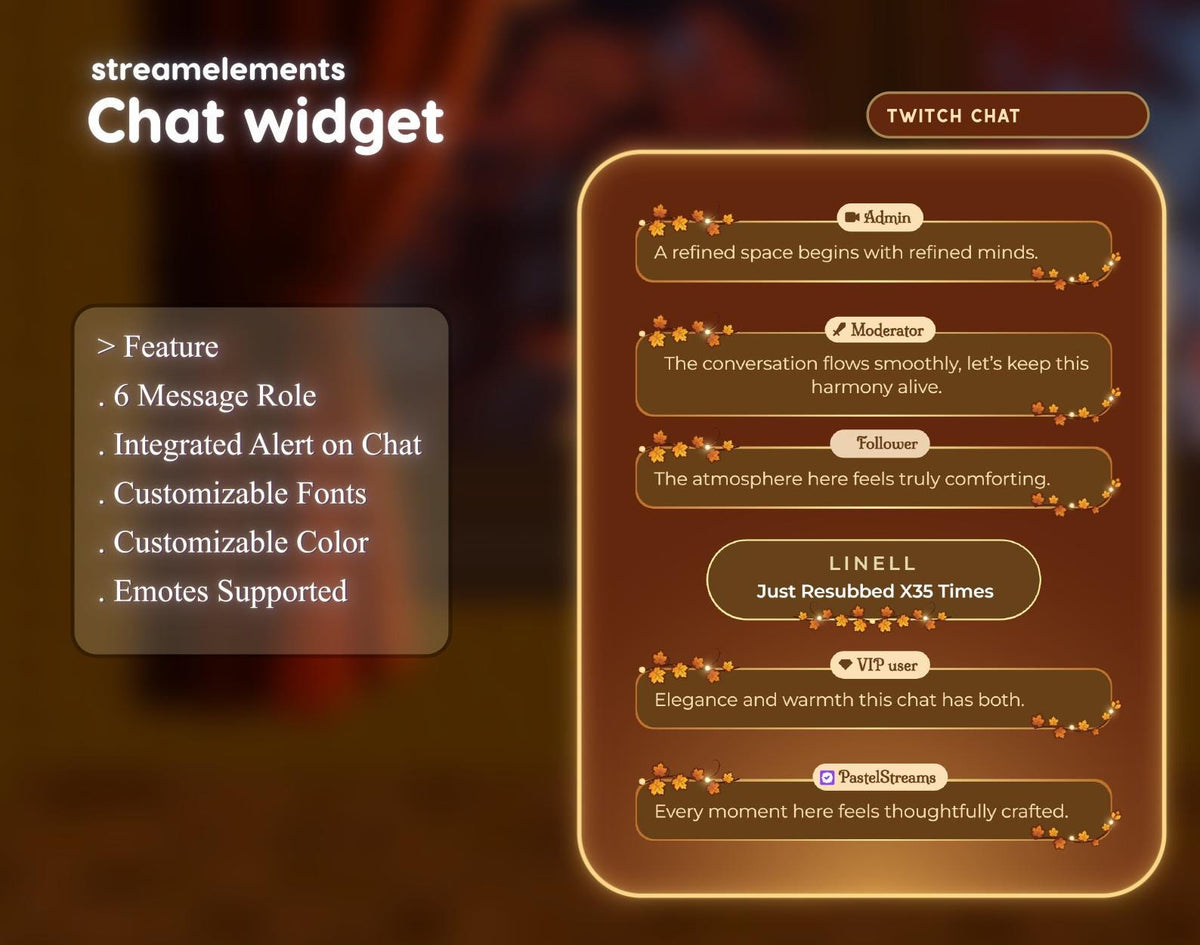 Animated Autumn Twitch Stream Overlay Package | VTubers and Twitch Streamers