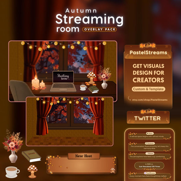 Animated Autumn Twitch Stream Overlay Package | VTubers and Twitch Streamers