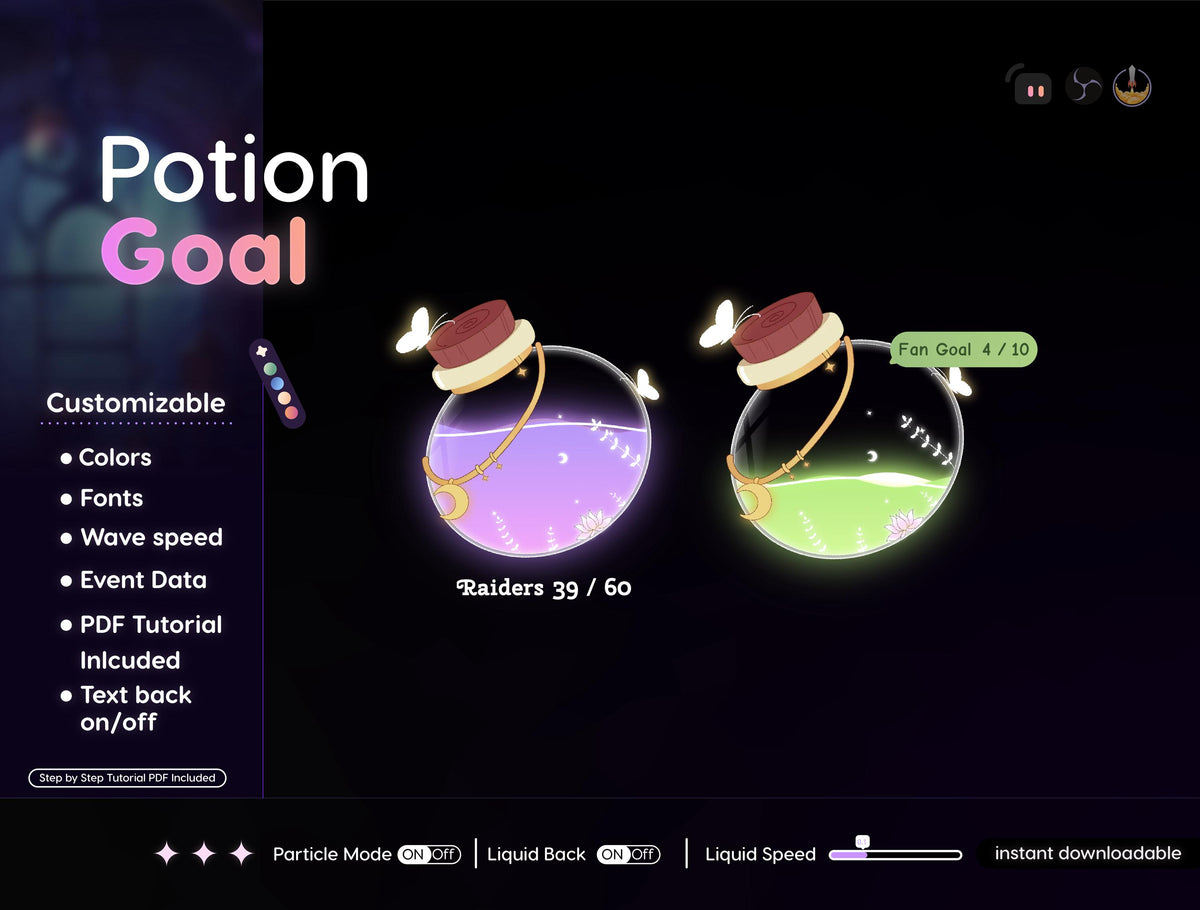 Nature Herb Jar Goal Widget | Twitch Streamlabs StreamElements Animated Sub Donation Goal | VTuber Streamer