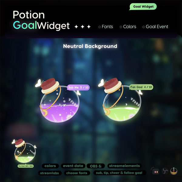 Animated Potion Bottle Twitch Goal Widget | StreamElements, Streamlabs OBS Vtuber