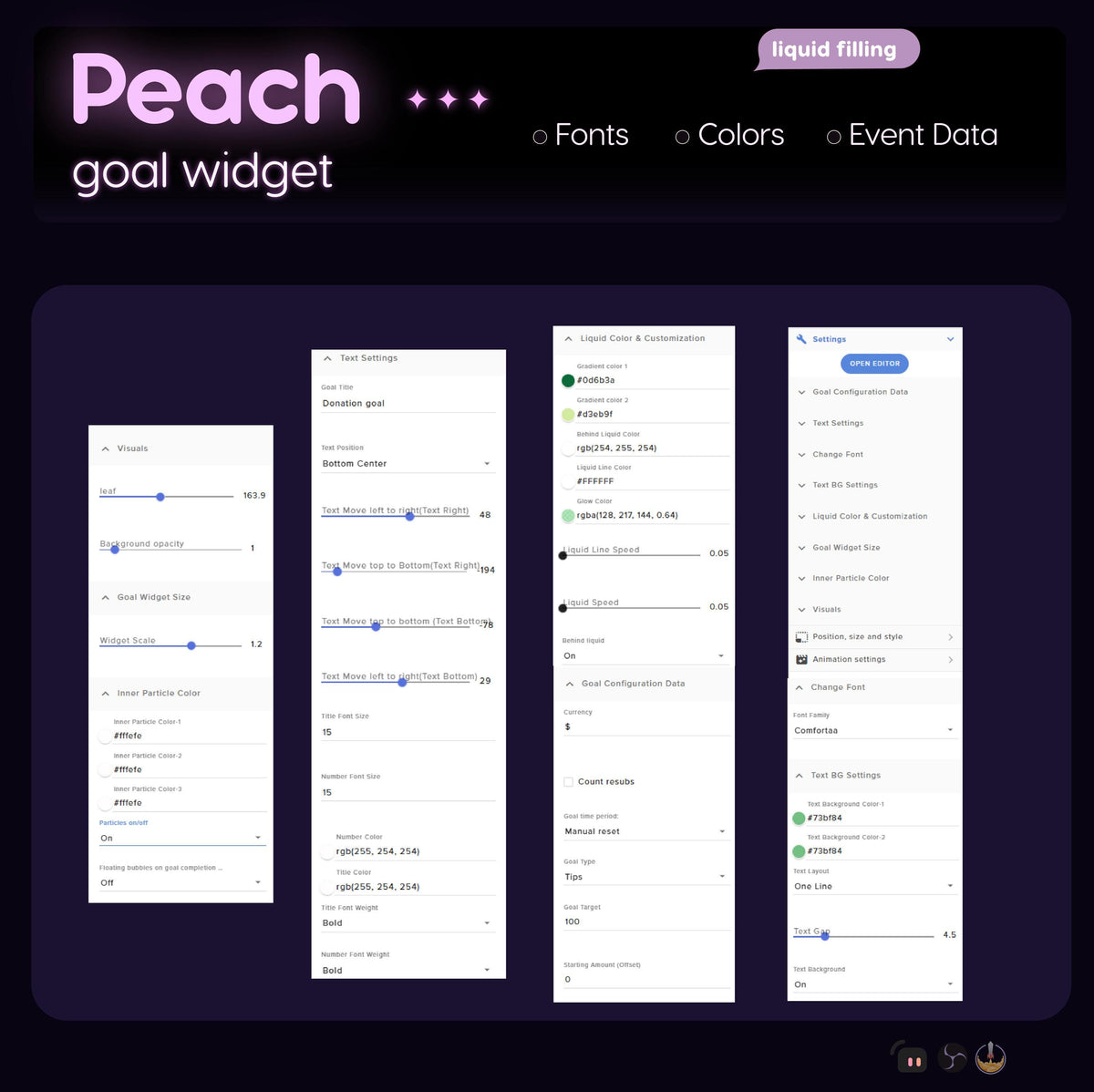 Animated Peach Goal Widget | Twitch Streamlabs StreamElements Sub OBS Download