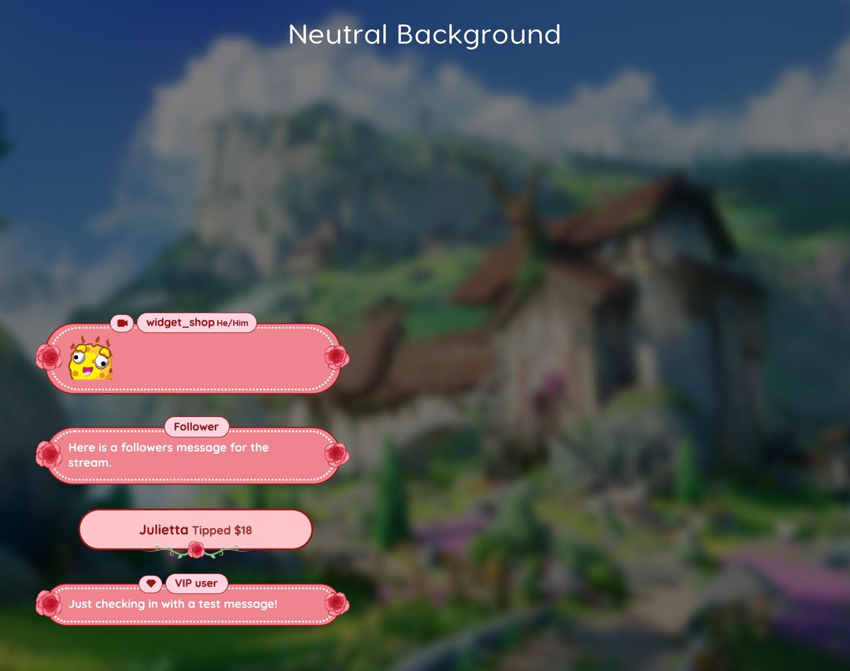 Rose Chat Widget | Pink Floral Twitch Overlay for StreamElements (Digital Download)