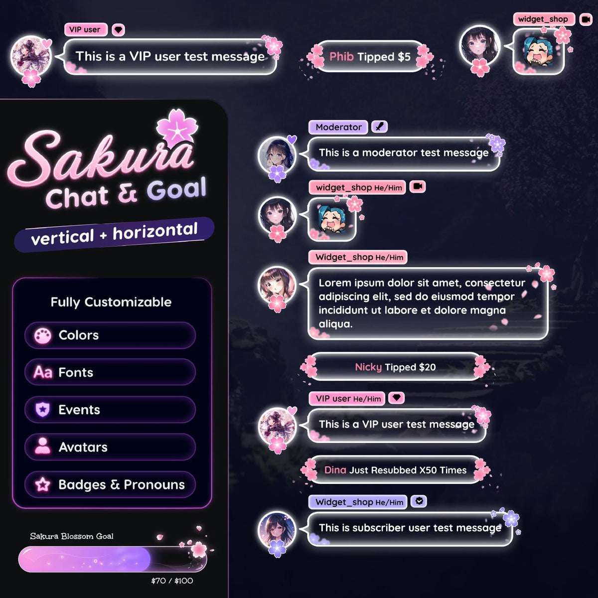 Sakura Animated Twitch Chat Widget • Kawaii Cherry Blossom Stream Decor (Digital Download)