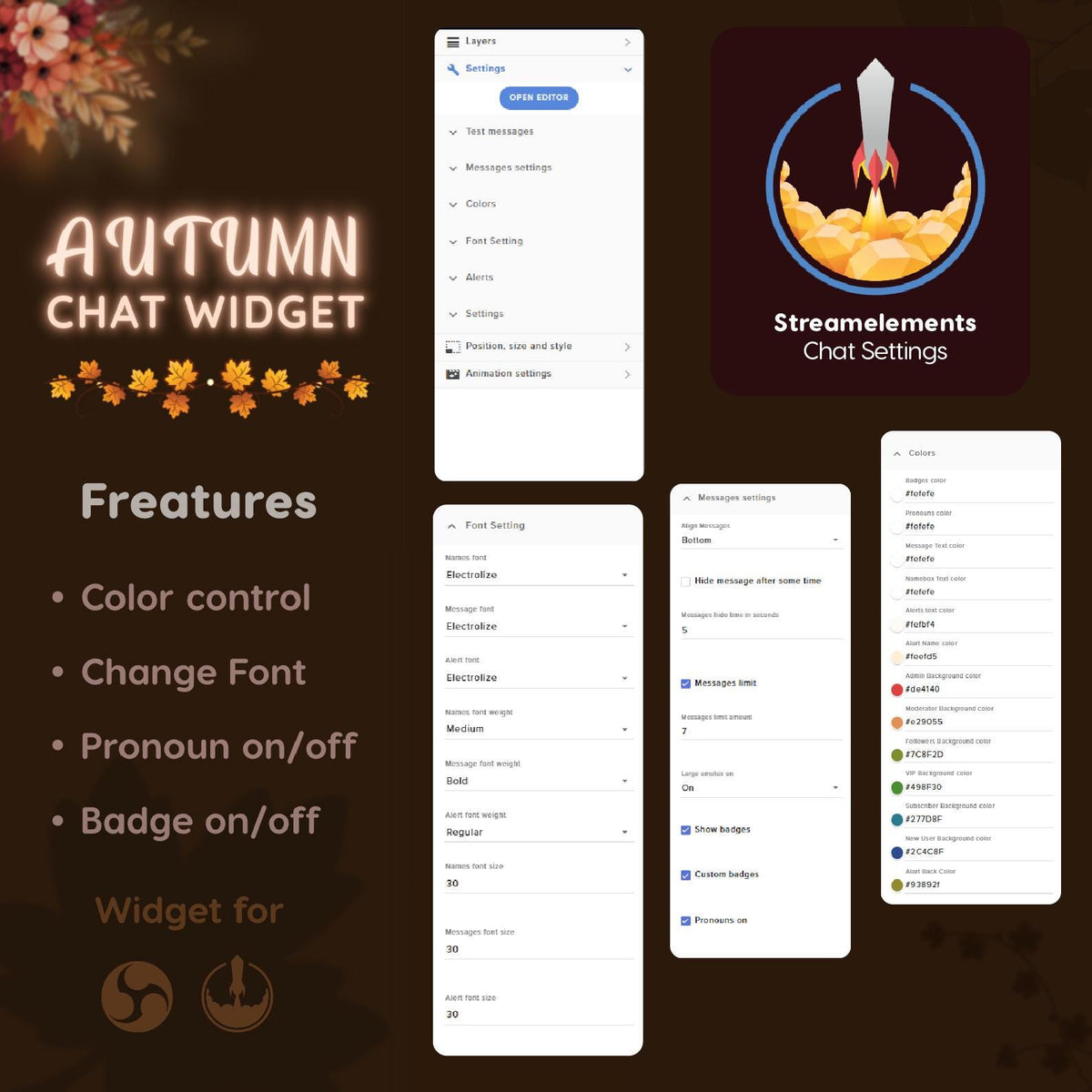Autumn Chat Widget for Twitch | Cozy Fall StreamElements Overlay (Digital Download)