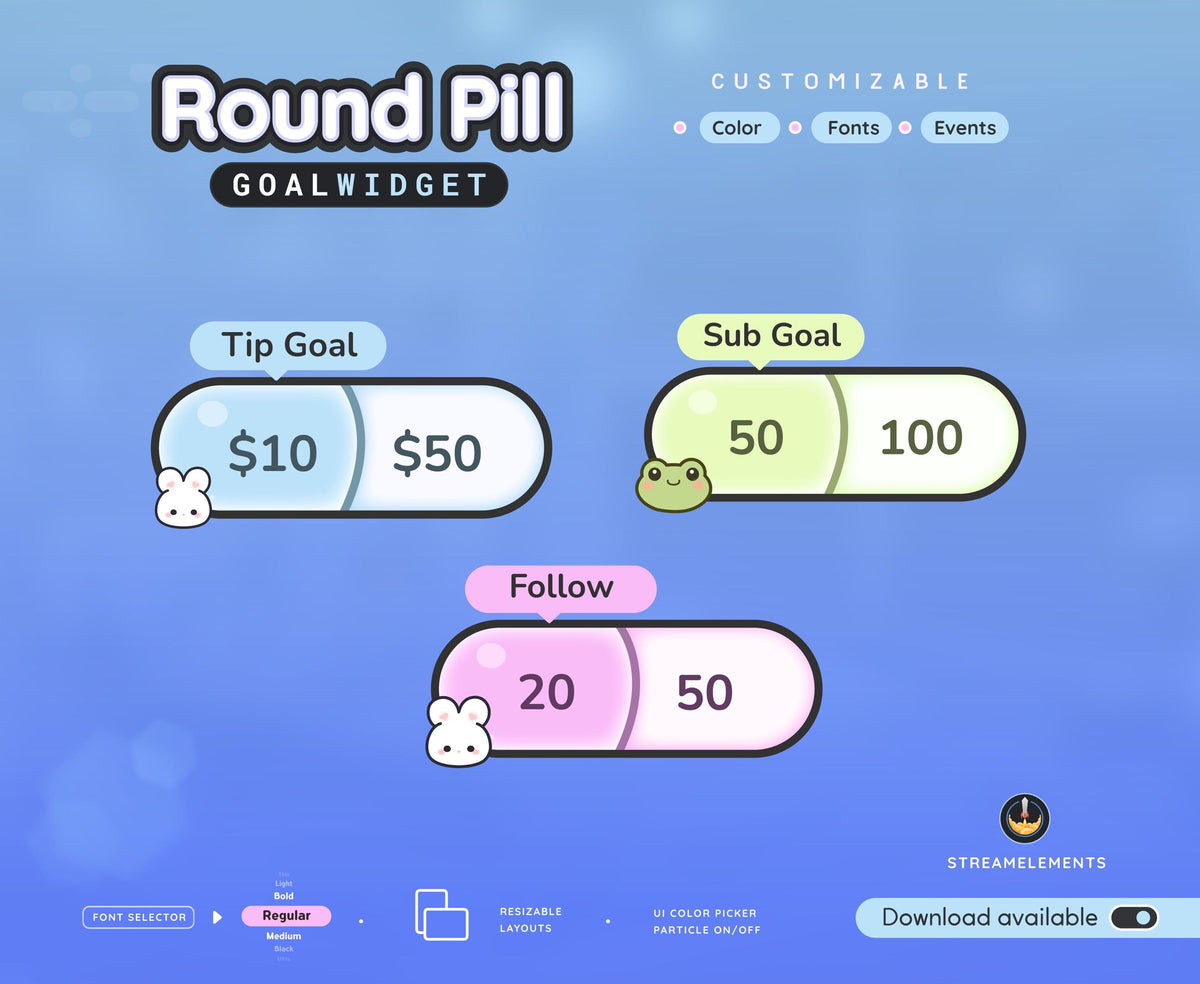 Round Pill Goal Widget For Twitch - Streamelements | OBS