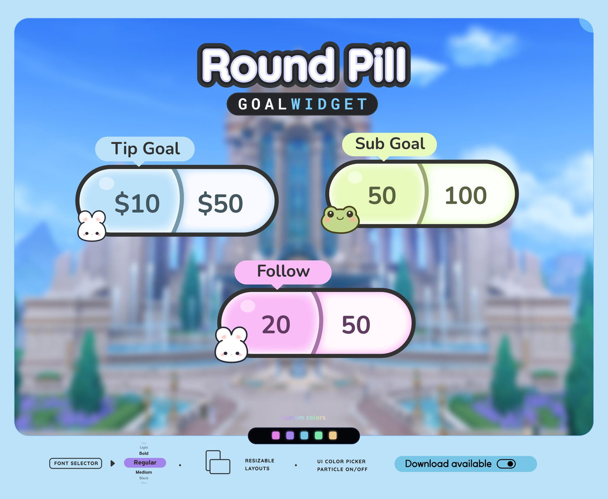 Round Pill Goal Widget For Twitch - Streamelements | OBS