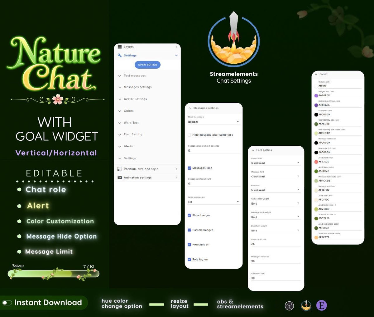 Nature Twitch Chat Widget | Nature Vine Overlay | StreamElements | OBS