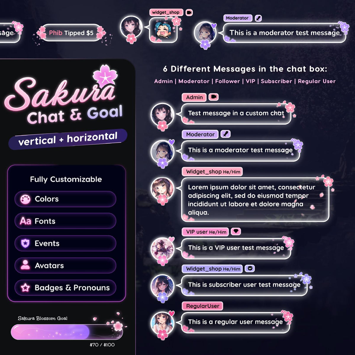 Sakura Animated Twitch Chat Widget • Kawaii Cherry Blossom Stream Decor (Digital Download)