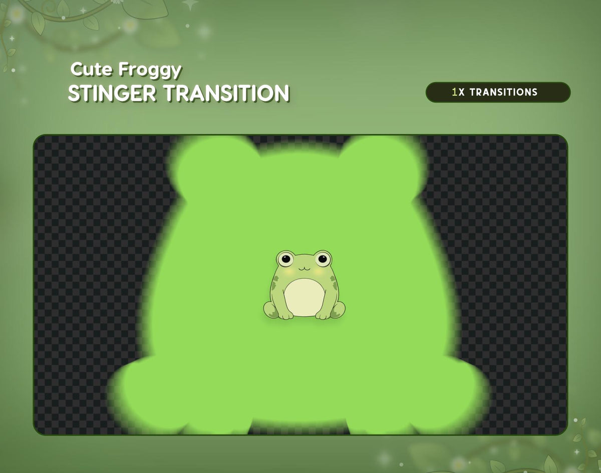 Animated Frog Stinger Transition | Cozy VTuber Stream Overlay (Digital Download)