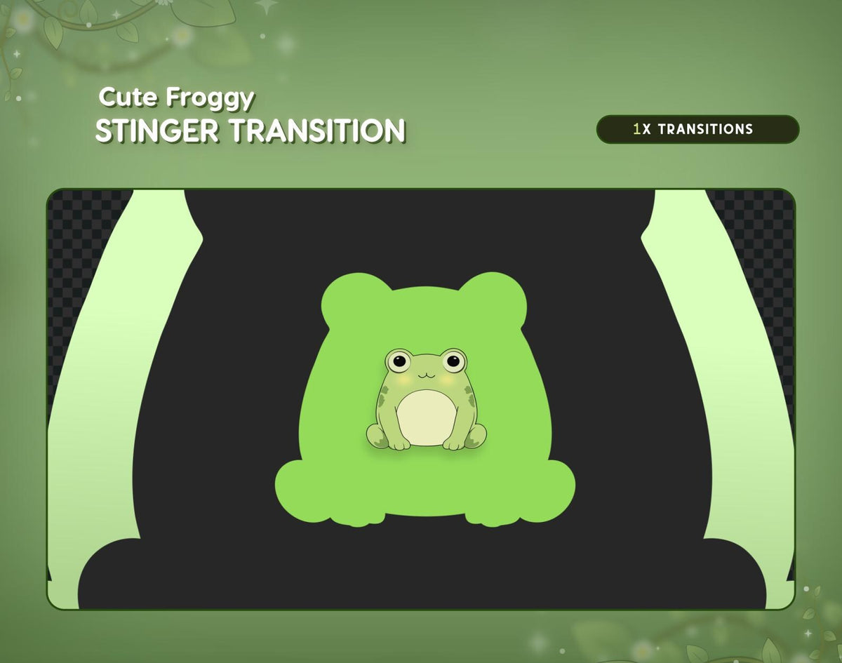 Animated Frog Stinger Transition | Cozy VTuber Stream Overlay (Digital Download)