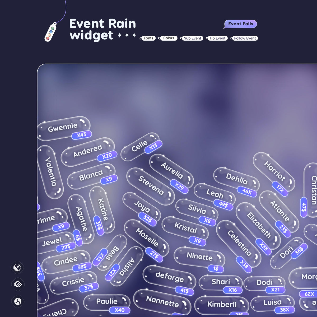 Animated Sub Event Rain Widget for Twitch Streamers (Digital Download)