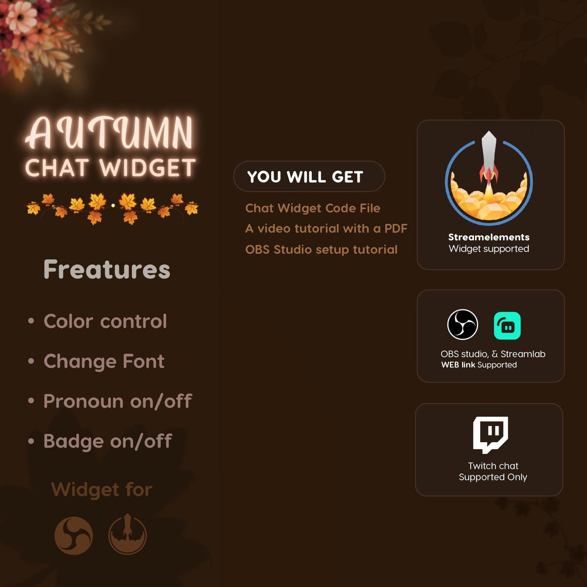 Autumn Chat Widget for Twitch | Cozy Fall StreamElements Overlay (Digital Download)