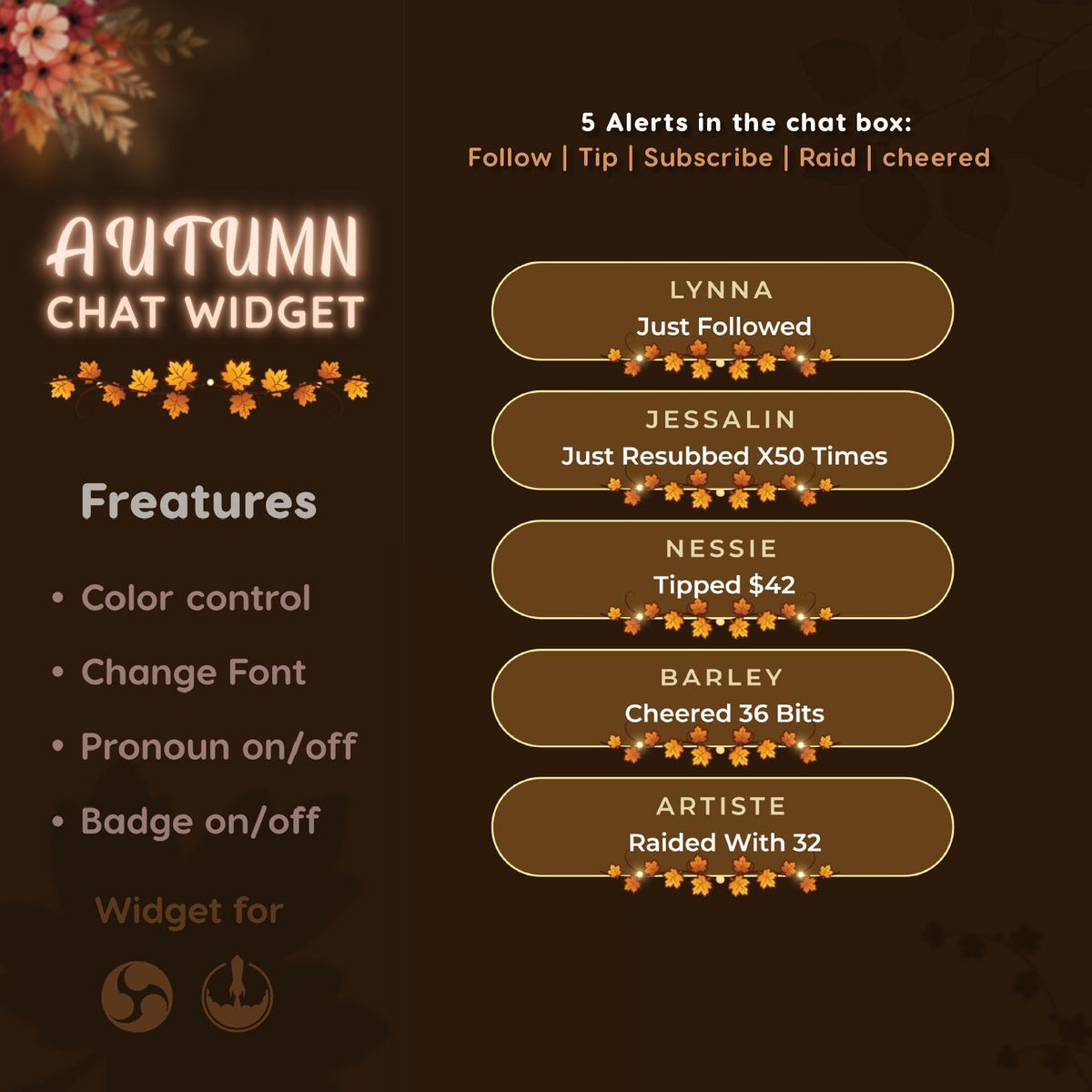 Autumn Chat Widget for Twitch | Cozy Fall StreamElements Overlay (Digital Download)