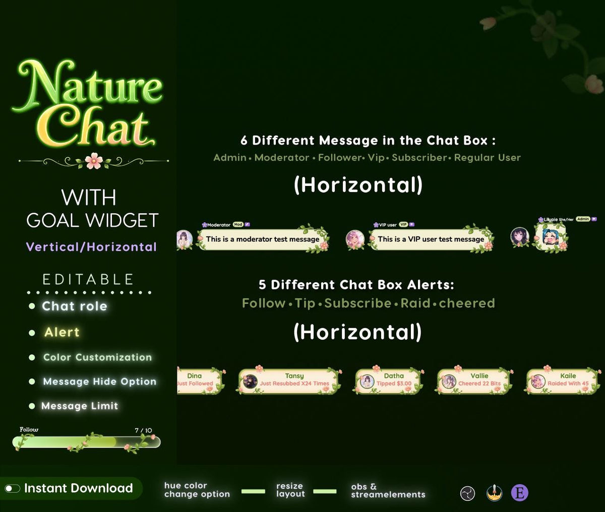 Nature Twitch Chat Widget | Nature Vine Overlay | StreamElements | OBS