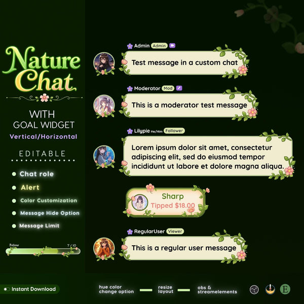 Nature Twitch Chat Widget | Nature Vine Overlay | StreamElements | OBS