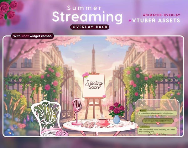 Summer Floral Stream Overlay Package | Cottagecore Twitch Chat Widget (Digital Download)