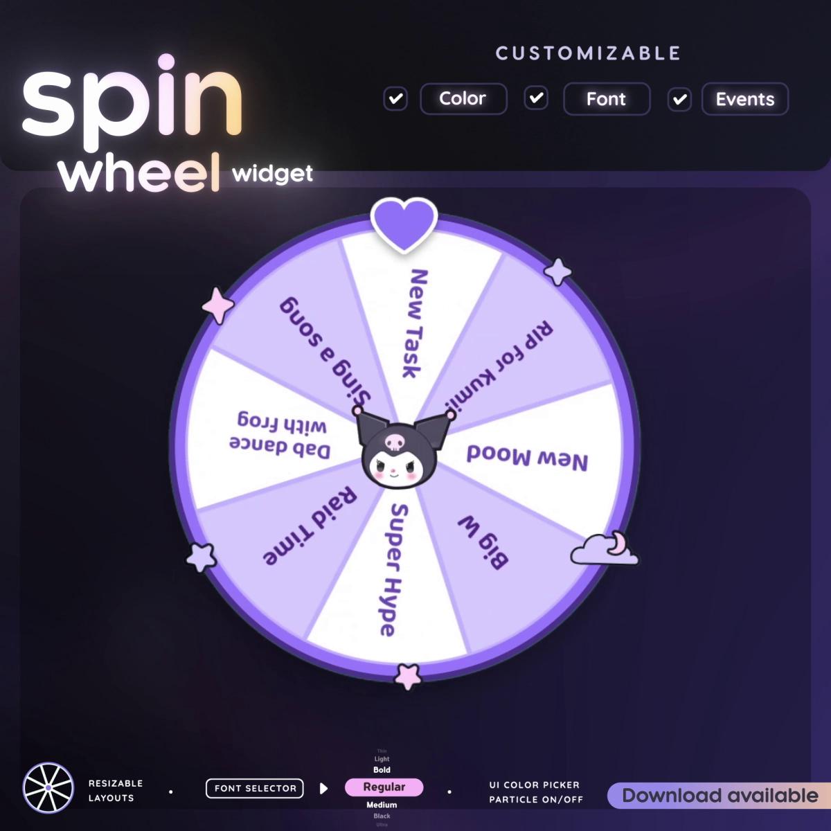 Interactive Twitch Spin Wheel Widget | Customizable Chat Command Overlay (Digital Download)