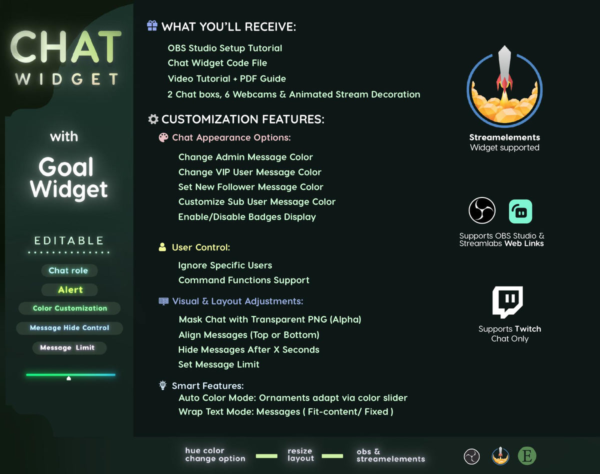 Nature Plant Twitch Chat Widget - Stream Overlay (Digital Download)