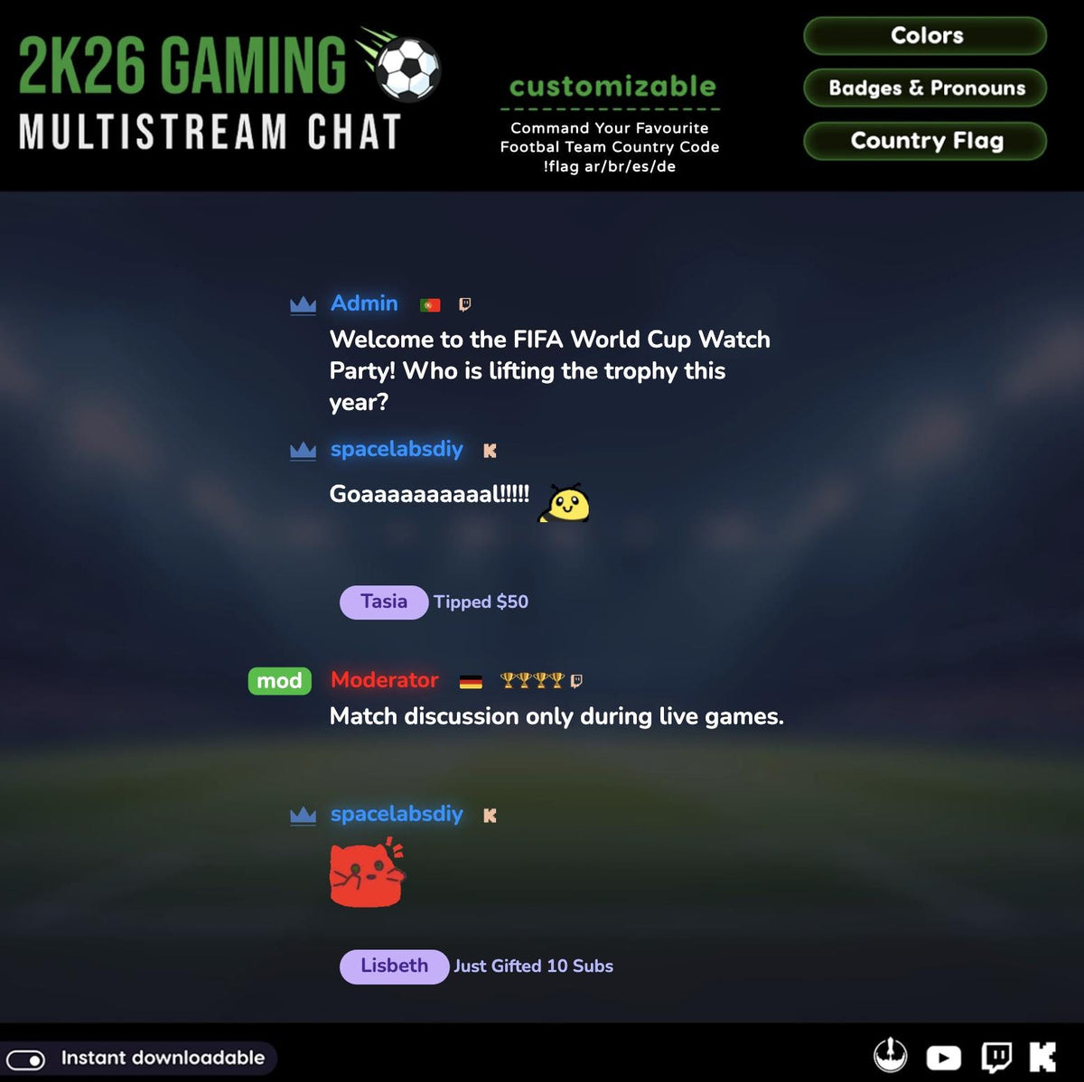 Multi Platform Stream Chat Widget | Twitch, YouTube, Kick Overlay (Digital Download)
