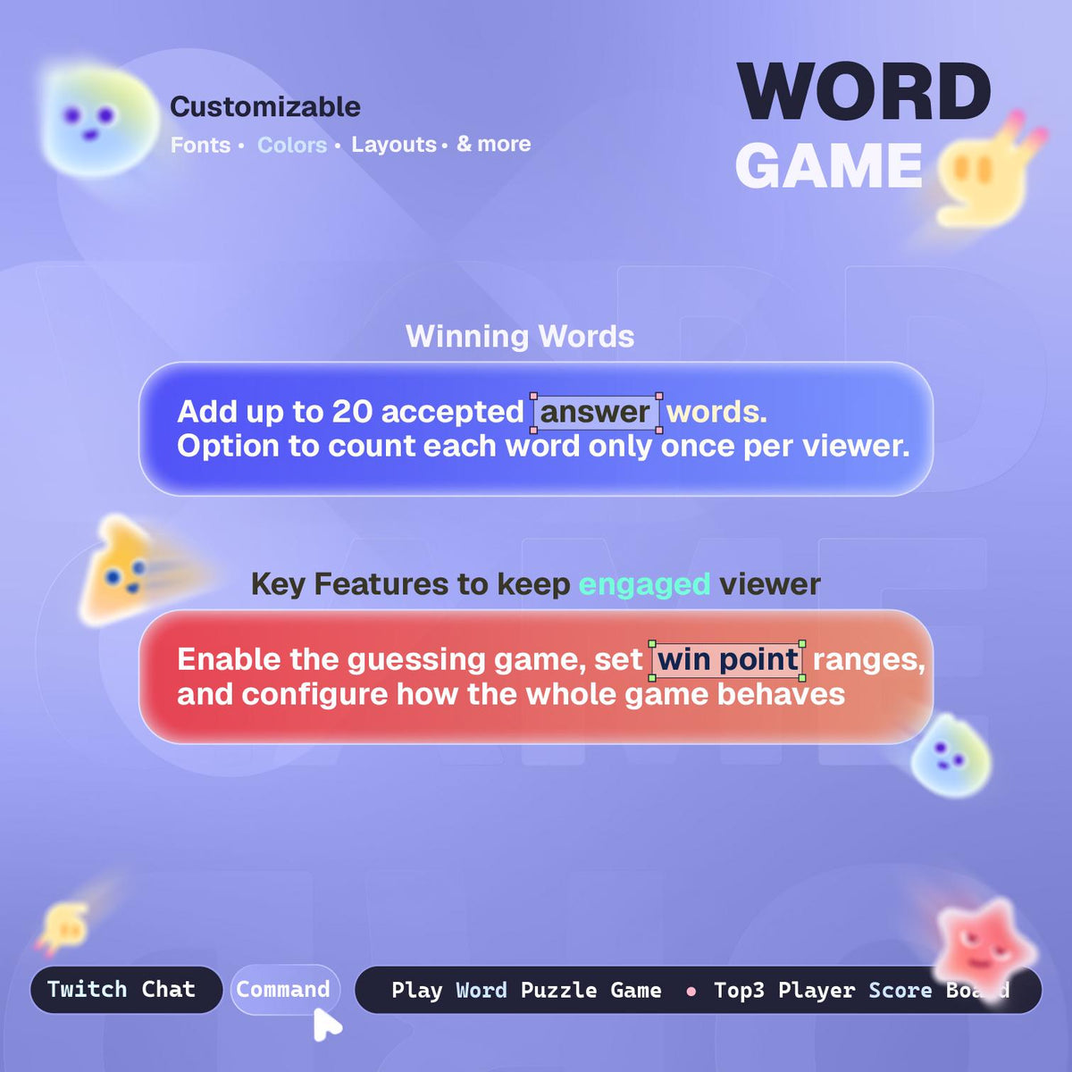Twitch Word Game Widget | Interactive Chat Word Game for StreamElements | Animated Leaderboard & Hall of Fame | Stream Overlay