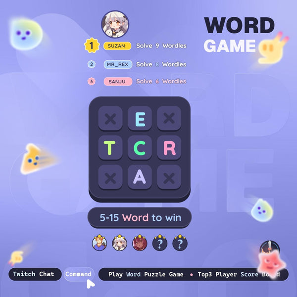 Twitch Word Game Widget | Interactive Chat Word Game for StreamElements | Animated Leaderboard & Hall of Fame | Stream Overlay