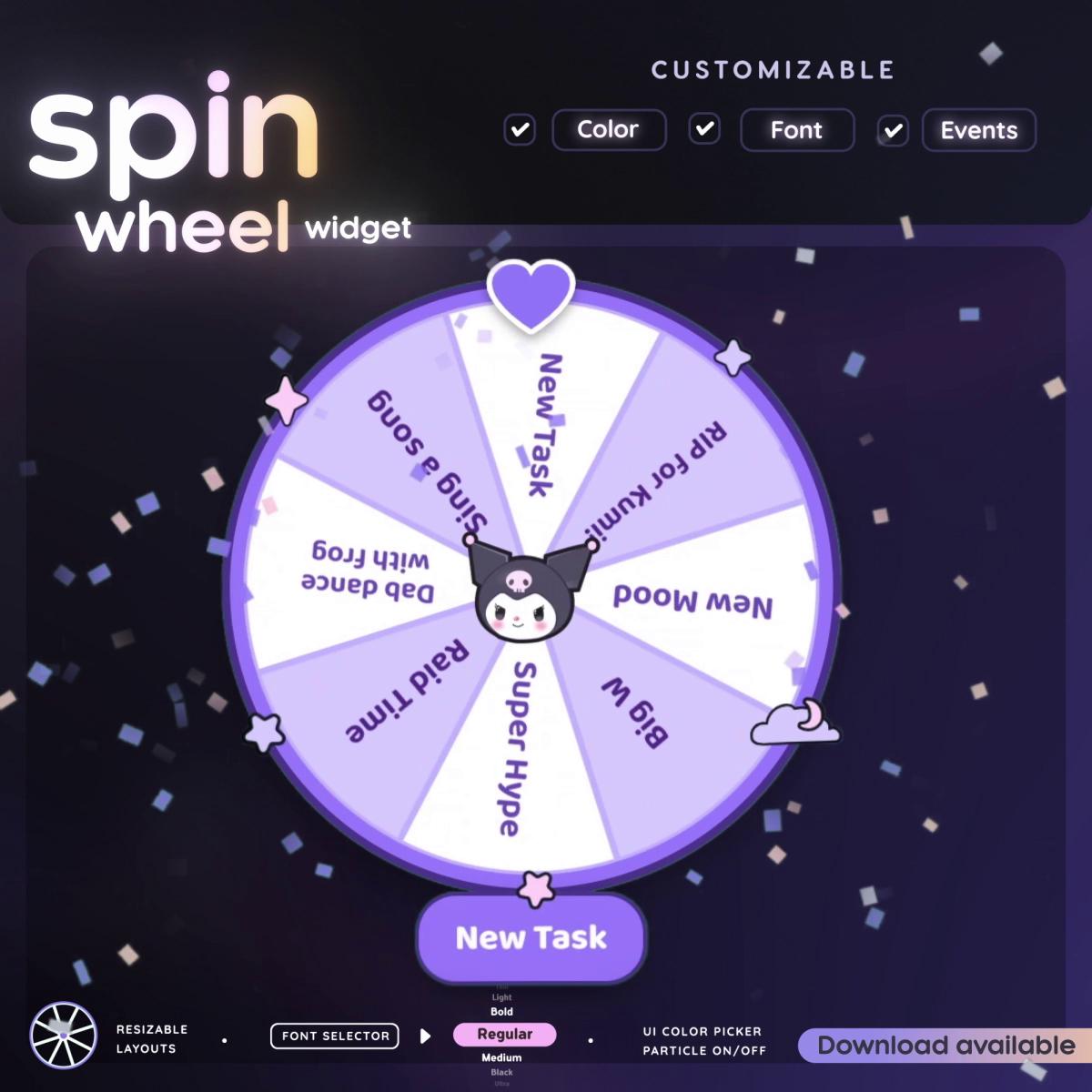 Interactive Twitch Spin Wheel Widget | Customizable Chat Command Overlay (Digital Download)