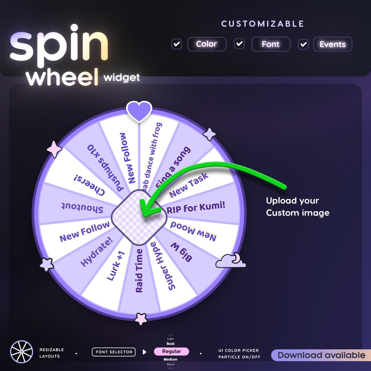 Interactive Twitch Spin Wheel Widget | Customizable Chat Command Overlay (Digital Download)