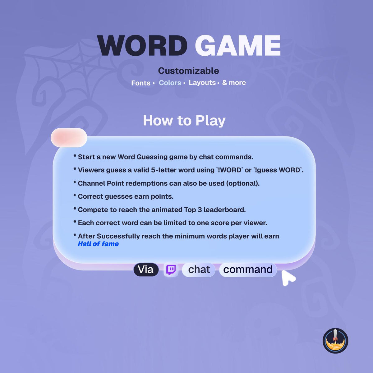Spooky Word Game Twitch Overlay | Halloween StreamElements Widget | Animated Chat Wordle with Sound FX, Coffins Hall of Fame & Live Score