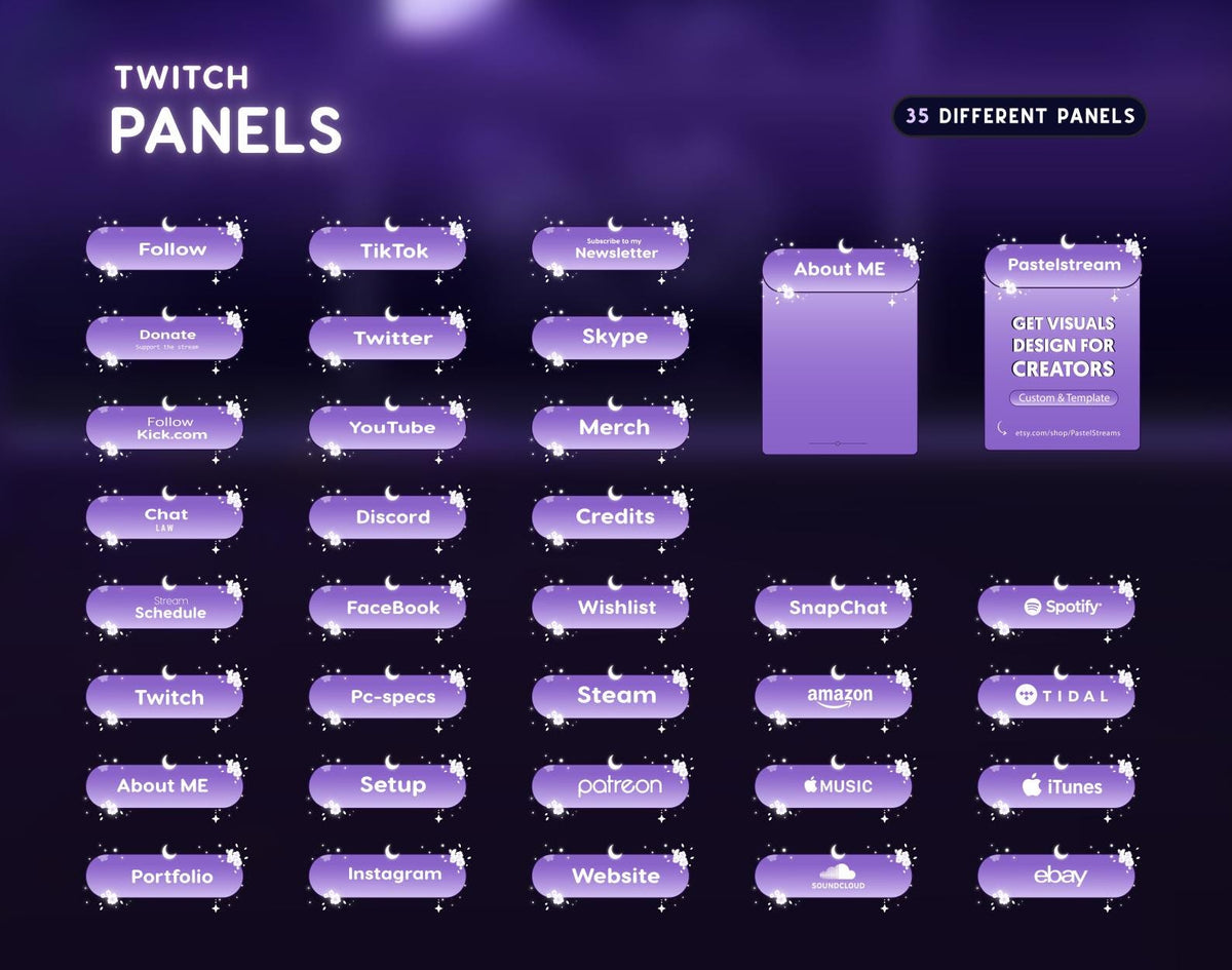 Spooky Night Streaming Room Twitch Overlay Pack | cat overlay | Pastel purple |  Halloween chat widget