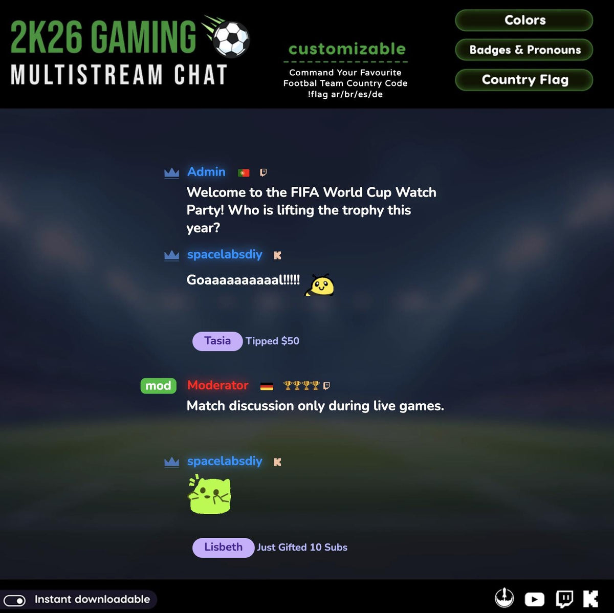 Multi Platform Stream Chat Widget | Twitch, YouTube, Kick Overlay (Digital Download)