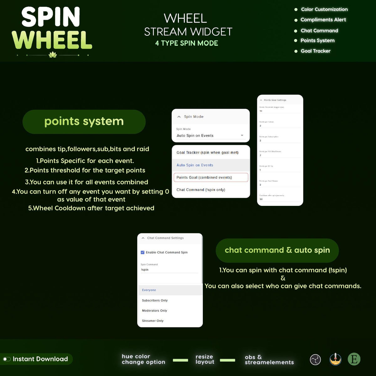 Lilypad Spin Wheel Widget | Event Reactive | Auto Spin | Manual Command | Streamelements | Twitch (Digital Download)