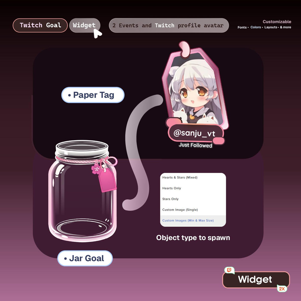 Sakura Falling Jar Goal Widget for StreamElements | Animated Twitch Sub, Follower, Donation & Bits Goal | Event with Viewer Photo