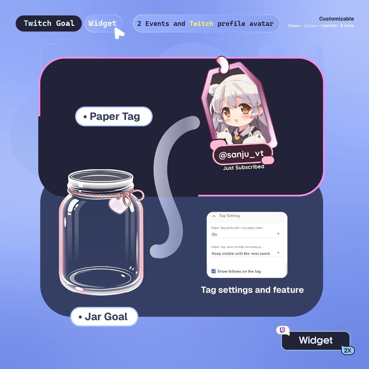 Animated Heart Falling Jar Goal Widget for Twitch | Sub, Follower, Donation Alerts (Digital Download)