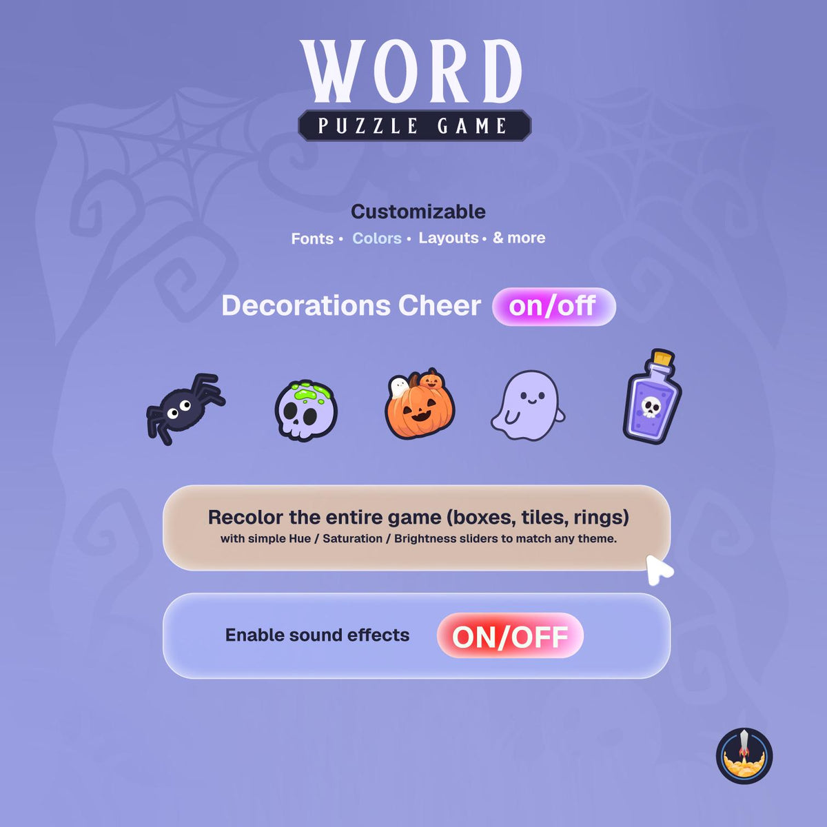 Spooky Word Game Twitch Overlay | Halloween StreamElements Widget | Animated Chat Wordle with Sound FX, Coffins Hall of Fame & Live Score