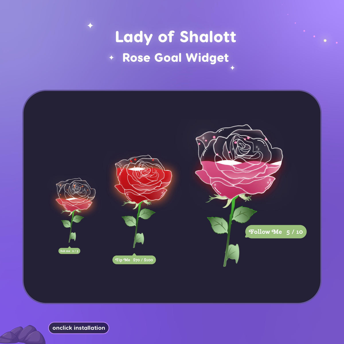 Lady of Shalott Rose Goal Widget for Streamers (Streamlabs, Streamelements)