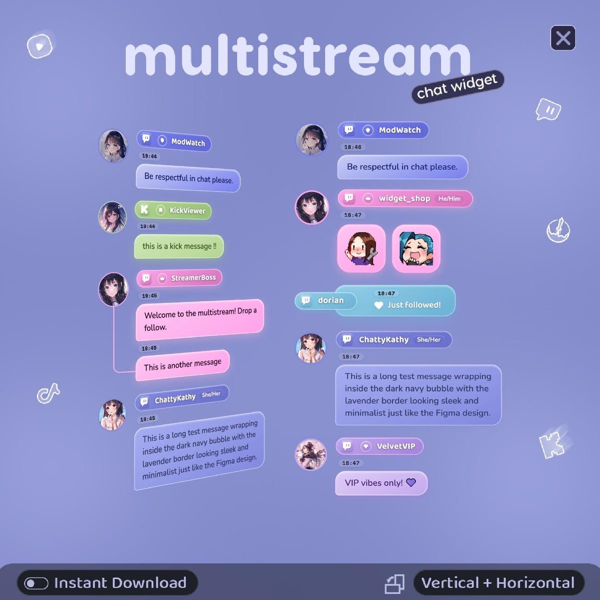 Multistream Chat Widget • Twitch, YouTube, Kick Overlay (Digital Download)  Easy Setup - One Click Installation